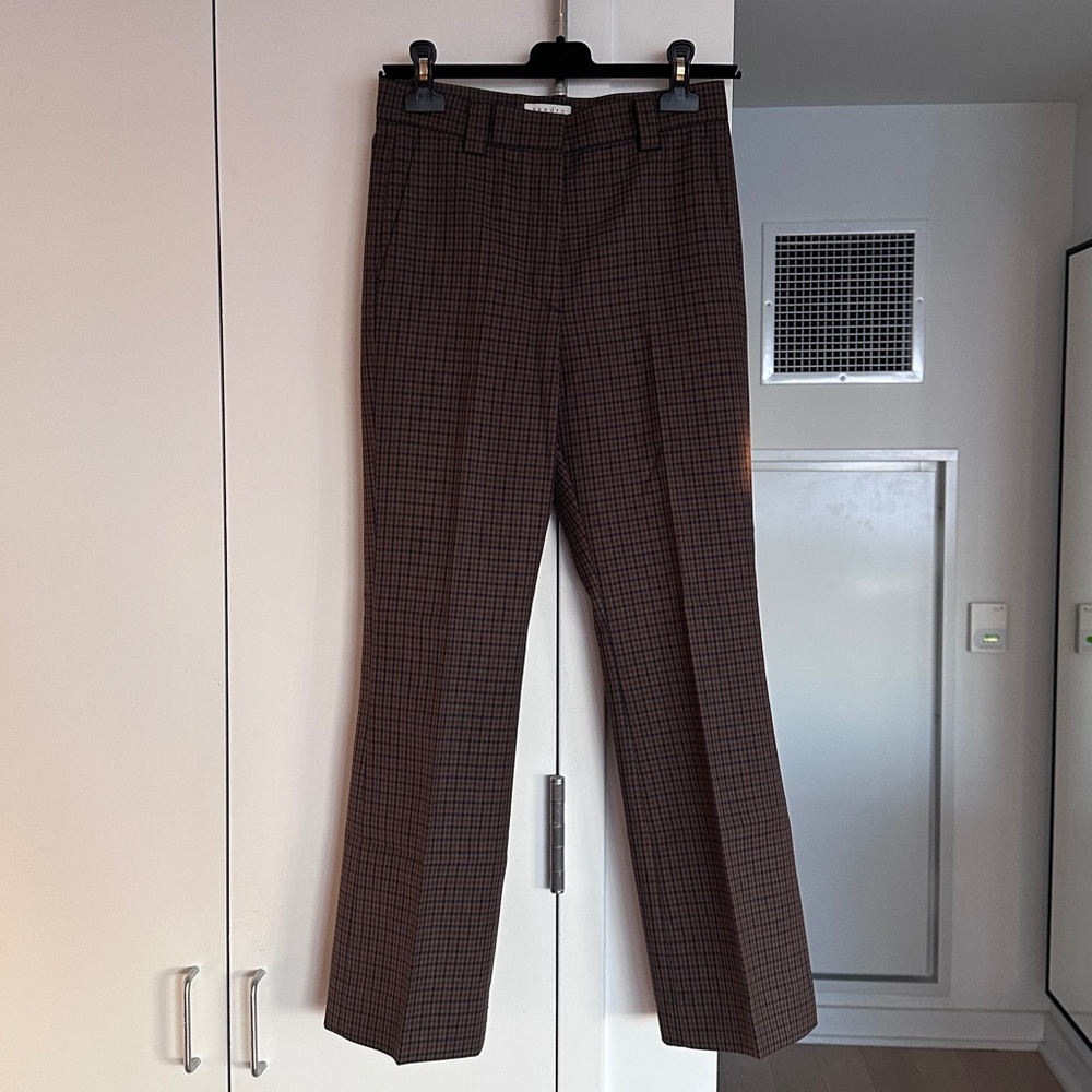 Sandro Brown Checkered Plaid Wool Trousers